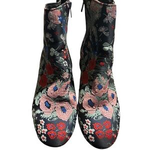 Zigi Soho Black Floral Embroidered Ankle Boots